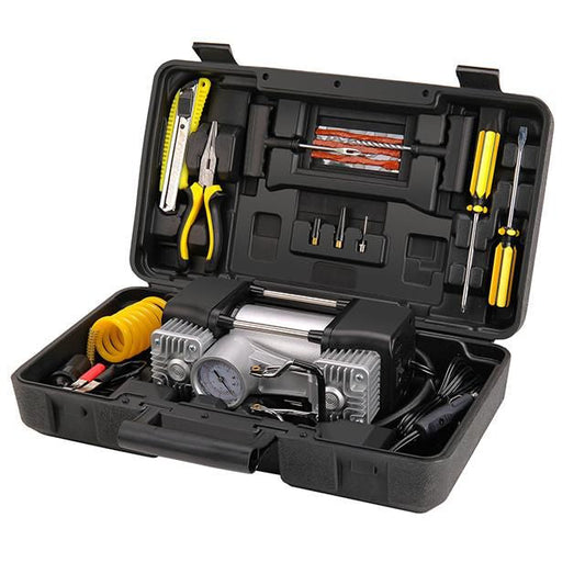 Portable Dual Cylinder Car Air Pump with Accessories