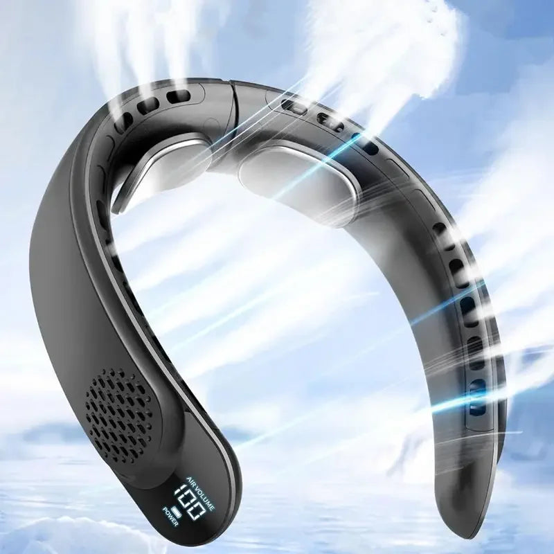 Portable Neck Fan with 4-Speed Turbo Airflow | Rechargeable 4000mAh Battery | Bladeless Design with LED Display