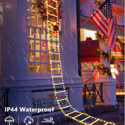 LED Christmas Decoration - Santa Climbing Ladder - 1.5m / 3m - 8 Light Effects - USB