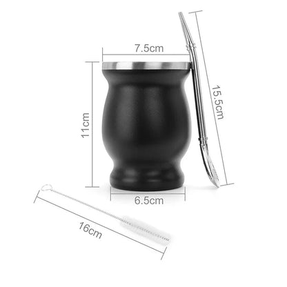 230 ml Stainless Steel Mate Cup | Double-Walled Insulation | Includes Spoon and Brush Set