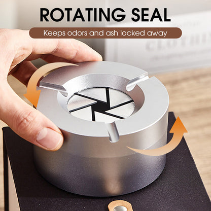 Twist-Lid Ashtray in Stainless Steel – 360° Design