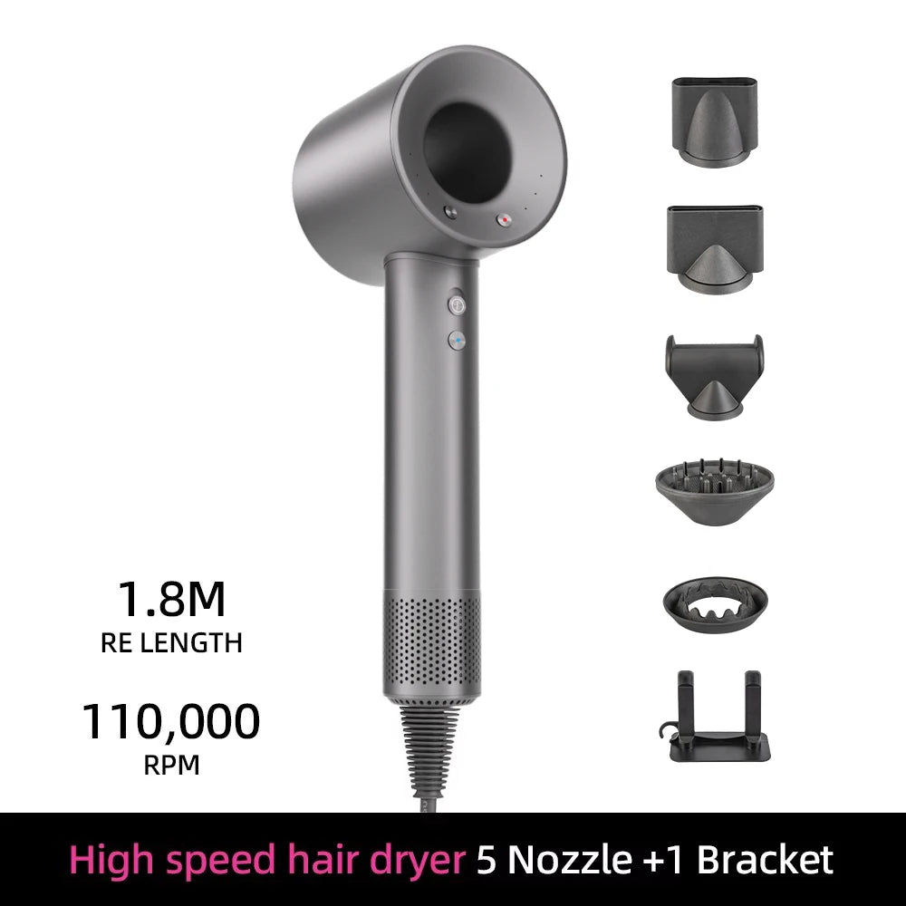Ion Hair Dryer with Smart Temperature Control – 200 Million Negative Ions – 110,000 RPM