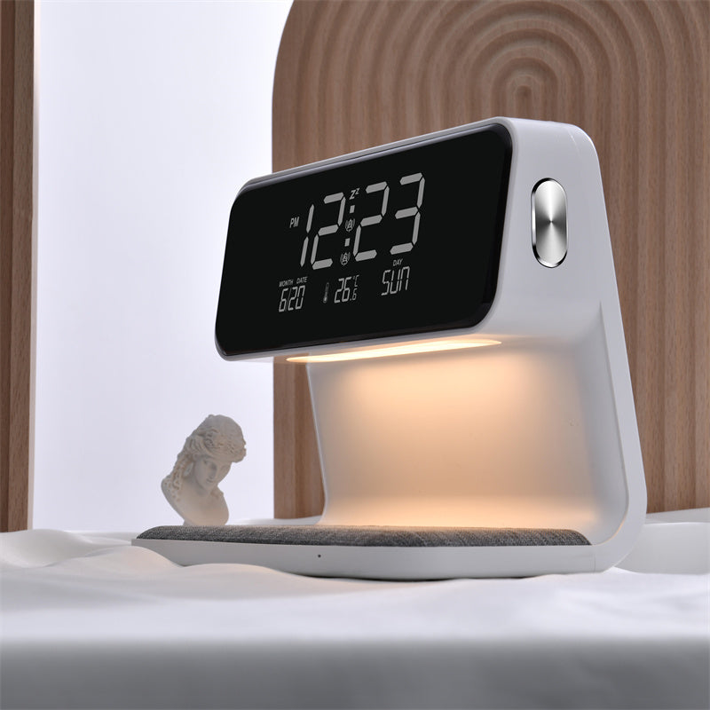 Touch-Controlled LED Table Lamp with Wireless Charger & Alarm Clock – 3-in-1