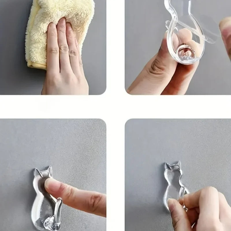 2-Pack Cat Wall Hooks | Waterproof & Self-Adhesive | No Drilling Needed