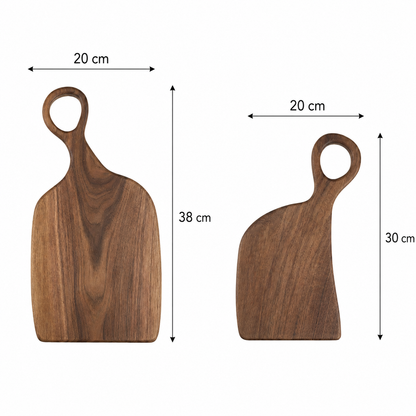 Set of 2 Wooden Cutting Boards in Walnut Finish