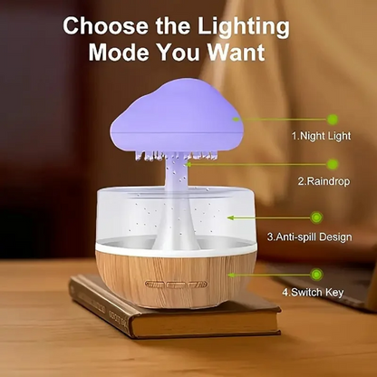 Mushroom-Shaped Humidifier with Colorful Raindrop Atmosphere Light