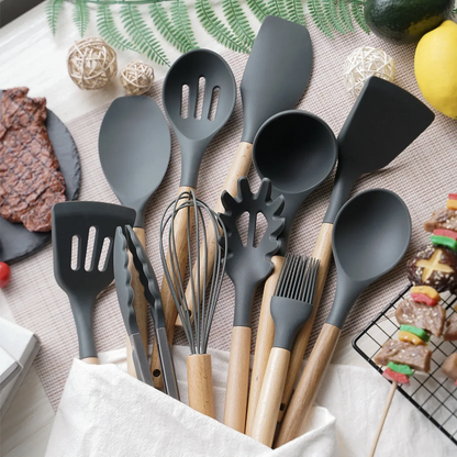 Set of 12 Silicone Cooking Tools for Kitchen Use