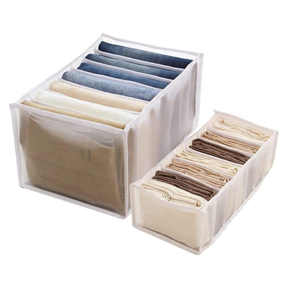 Clothes Organizer with 7-Grid Mesh Dividers for Wardrobe