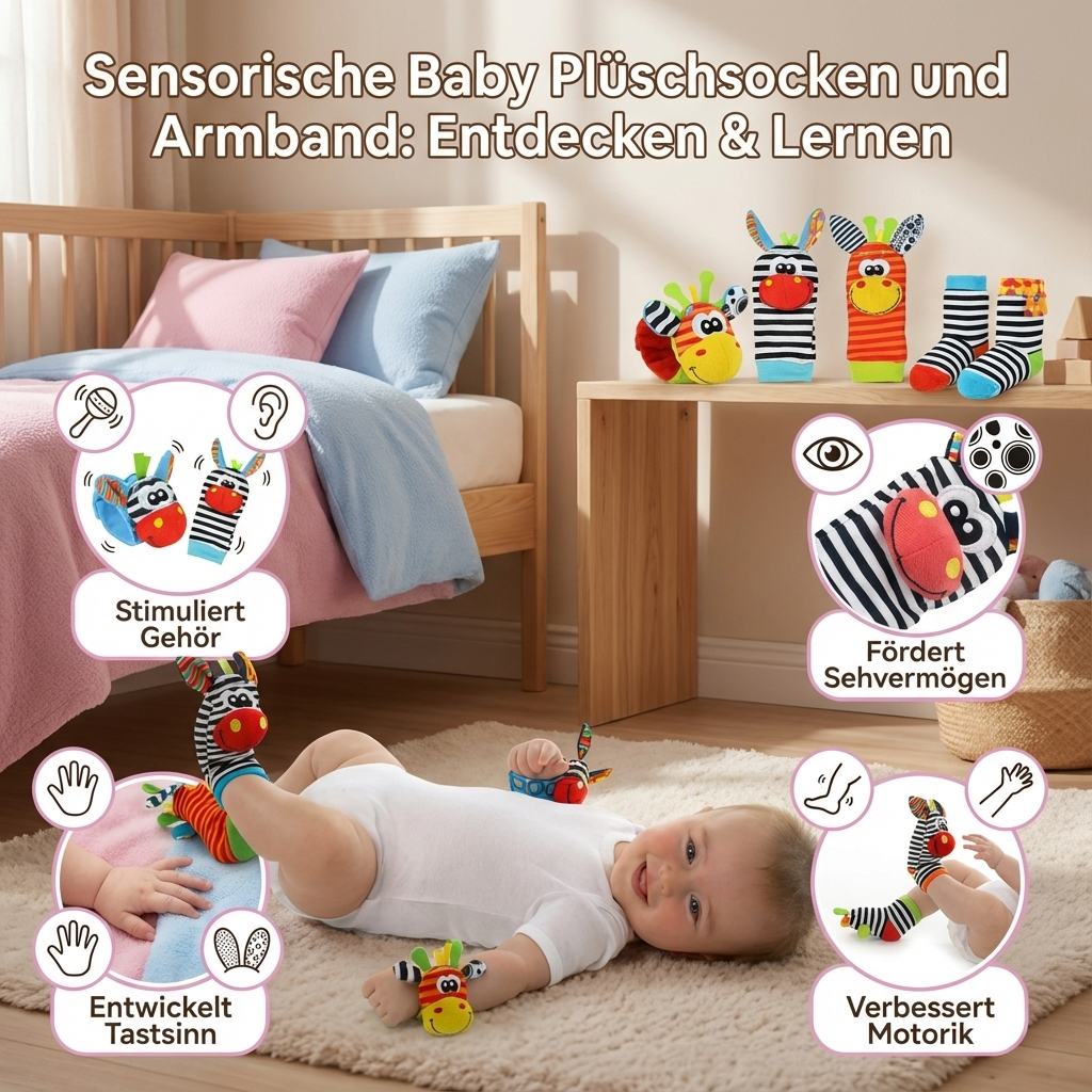 Sensory Plush Baby Socks and Bracelet