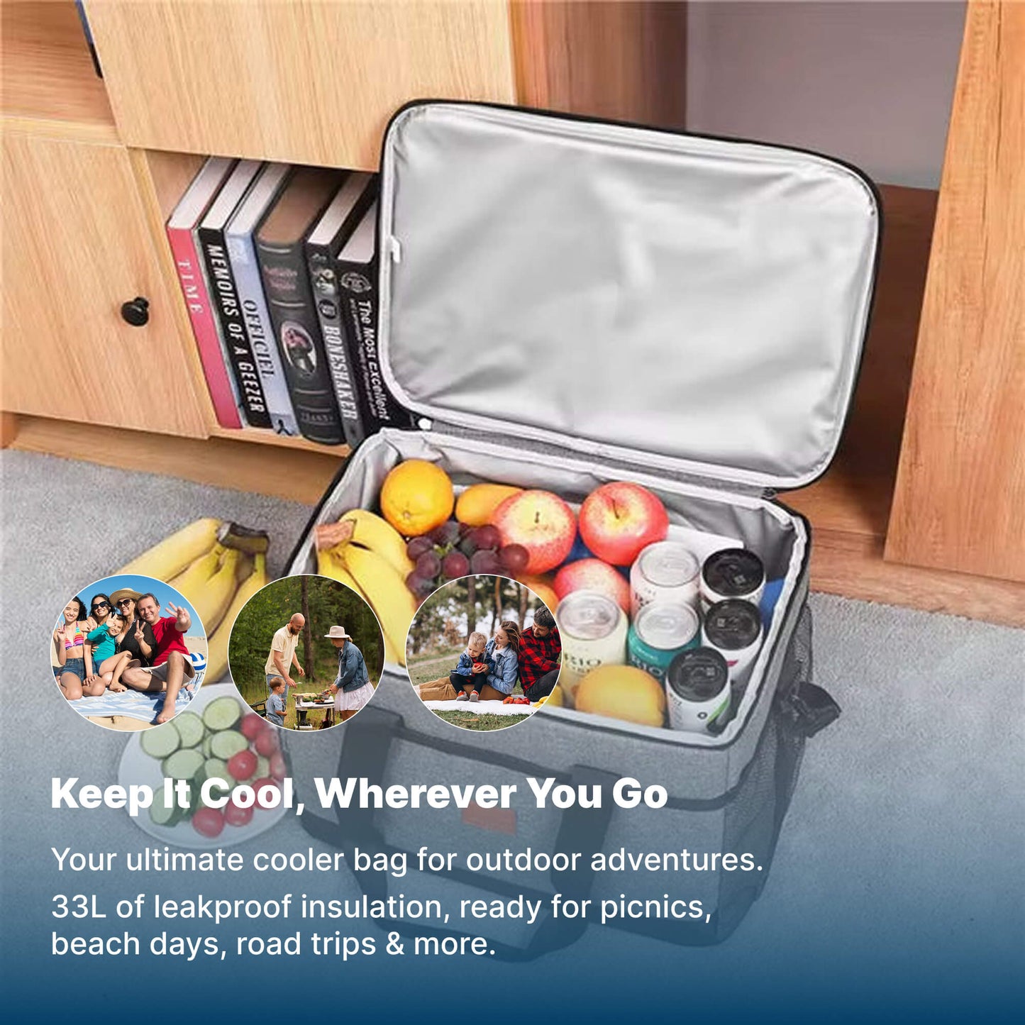 Insulated Cooler Bag - 33 Liters Capacity