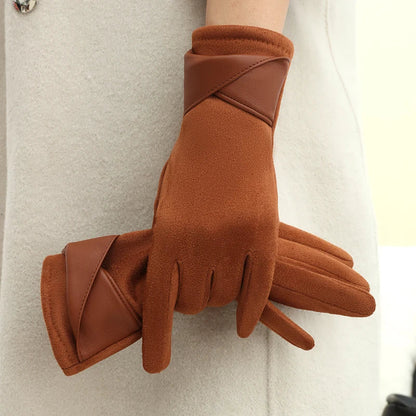 Women's Winter Gloves in Velvet | Soft Touchscreen-Compatible with Bow | Cozy, Stylish & Comfortable for Daily Use, Driving & Cycling