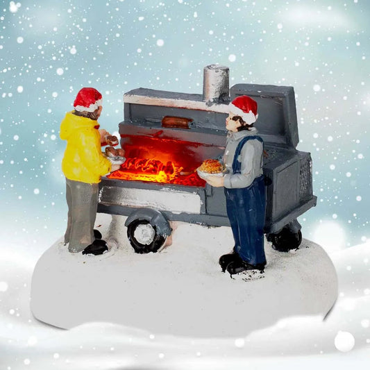 Christmas Village Figurines with LED Lights | Hand-Painted Miniature Houses & Decor for Mantel, Windowsill & Table