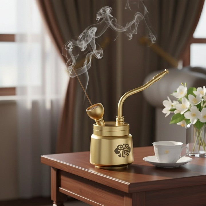 Brass Pipe Incense Burner for Aromatherapy – Artisan Design