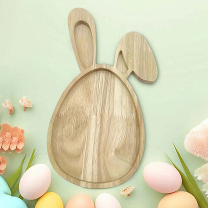 Easter Serving Tray in Wooden Bunny Shape | Decorative Tabletop for Holidays