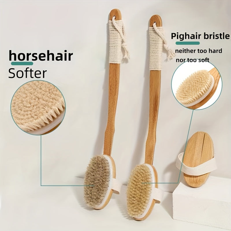 Back Cleaning Sponge Brush with Long Wooden Handle and Soft Bristles