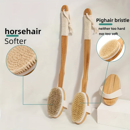 Back Cleaning Sponge Brush with Long Wooden Handle and Soft Bristles