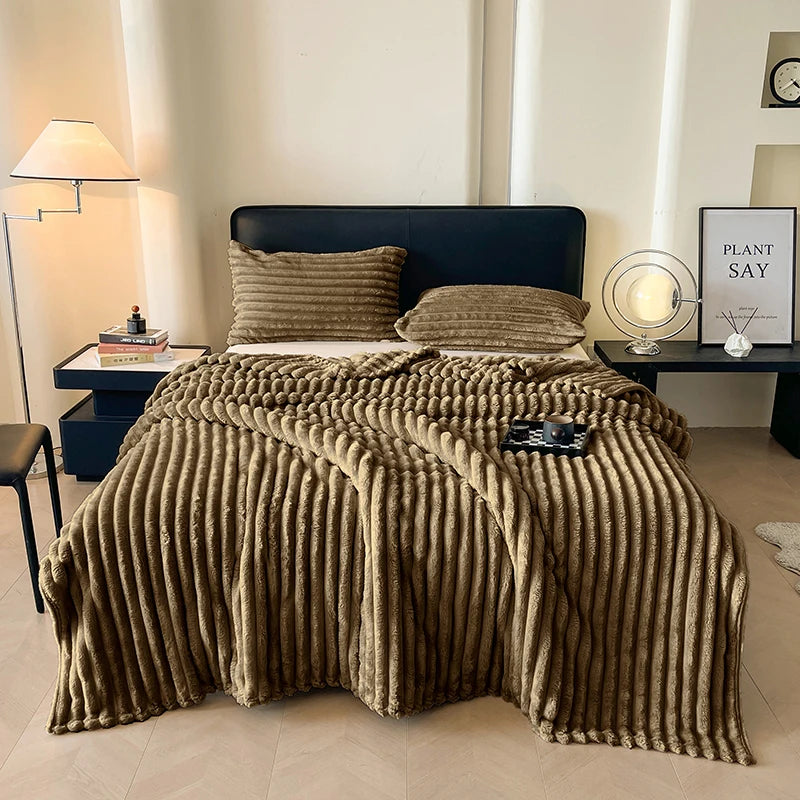 Cozy Striped Blanket | Soft Throw for Sofa & Bed | Lightweight All-Season Warmth | Trendy Spring Home Decor