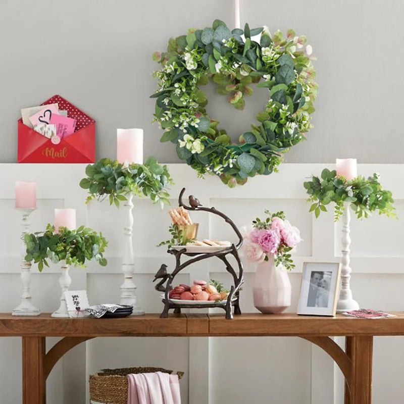 Handmade Eucalyptus Wreath with Artificial Flowers for Home, Wedding & Christmas