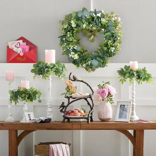 Handmade Eucalyptus Wreath with Artificial Flowers for Home, Wedding & Christmas