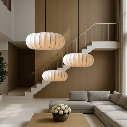 Silk Pendant Ceiling Lamp – Stylish Fabric Shade for Living Room & Bedroom