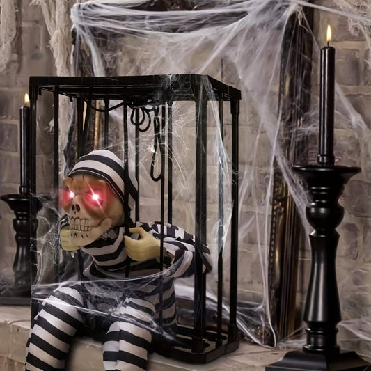 Animated Screaming Skeleton Prop with Motion Sensor – Hanging Halloween Decor