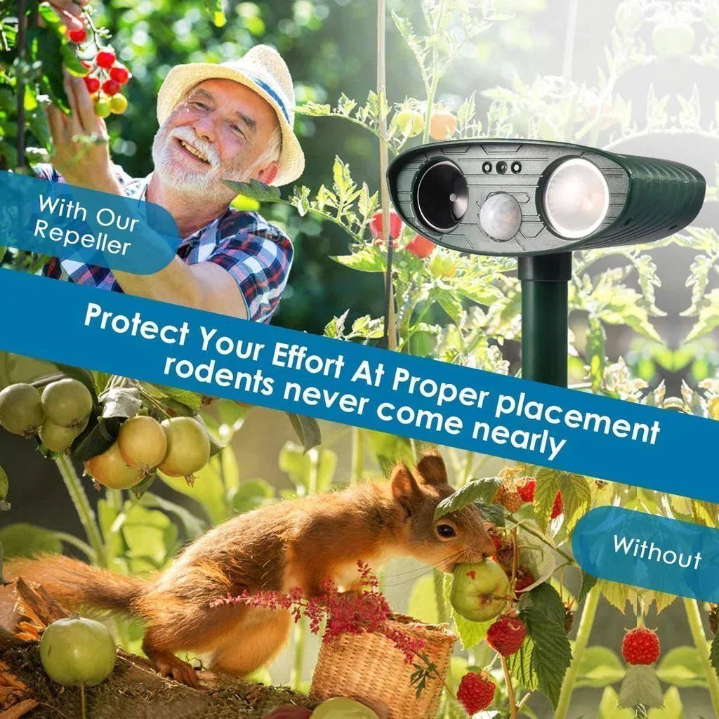 Motion Sensor Solar Ultrasonic Animal Deterrent, 2-Pack, Weather-Resistant for Garden and Lawn
