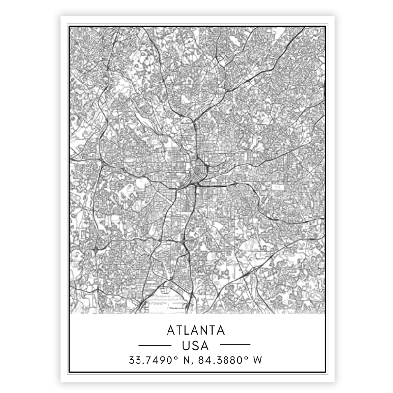 Canvas Wall Art Painting of Atlanta City Map