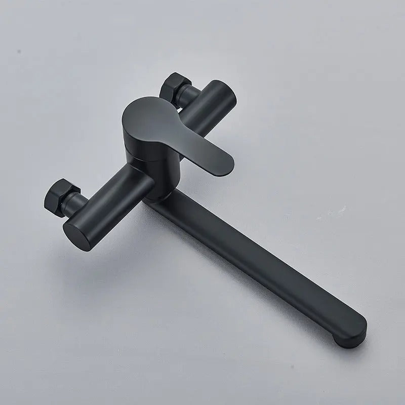 Wall-Mounted 360° Swivel Faucet with Dual Handles for Hot and Cold Water