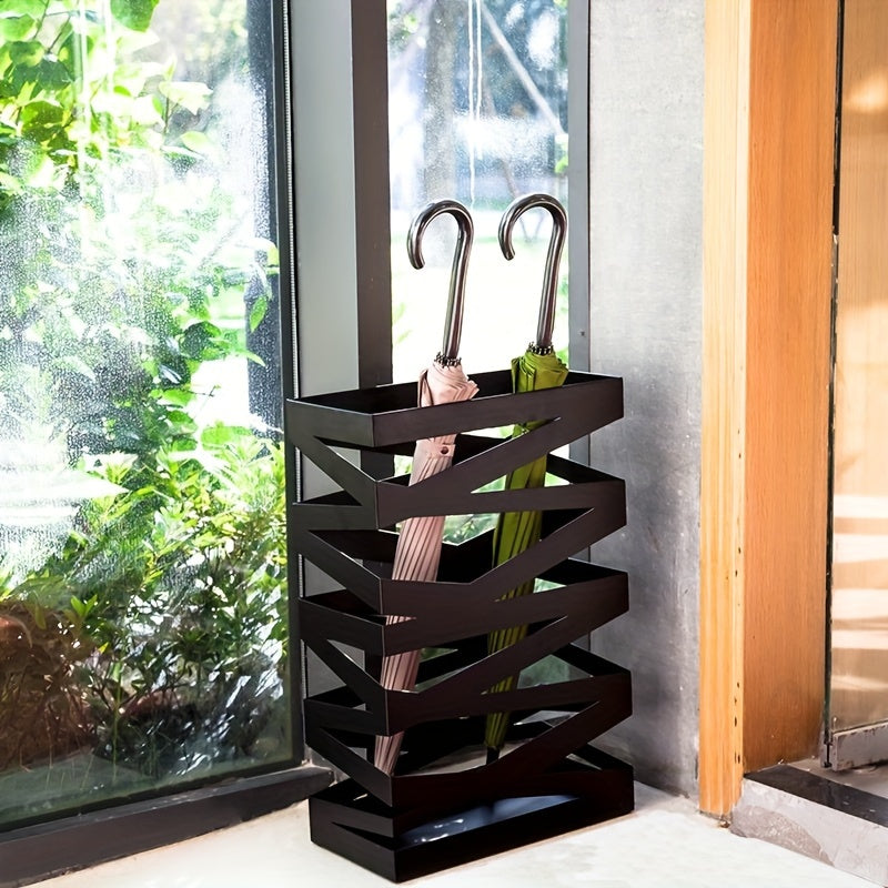 Large Capacity Metal Umbrella Holder for Modern Entryway - Black