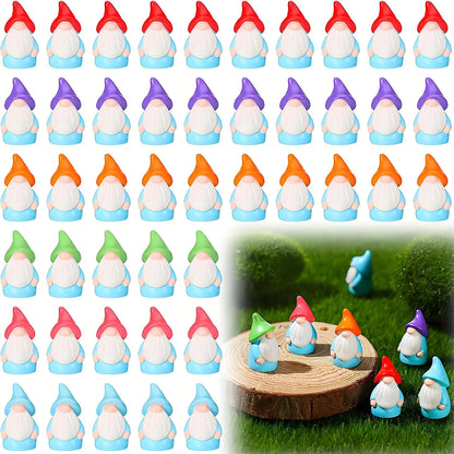 Mini Garden Gnome Set with 10 Pieces | Resin Statues | Colorful Fairy Garden Decor