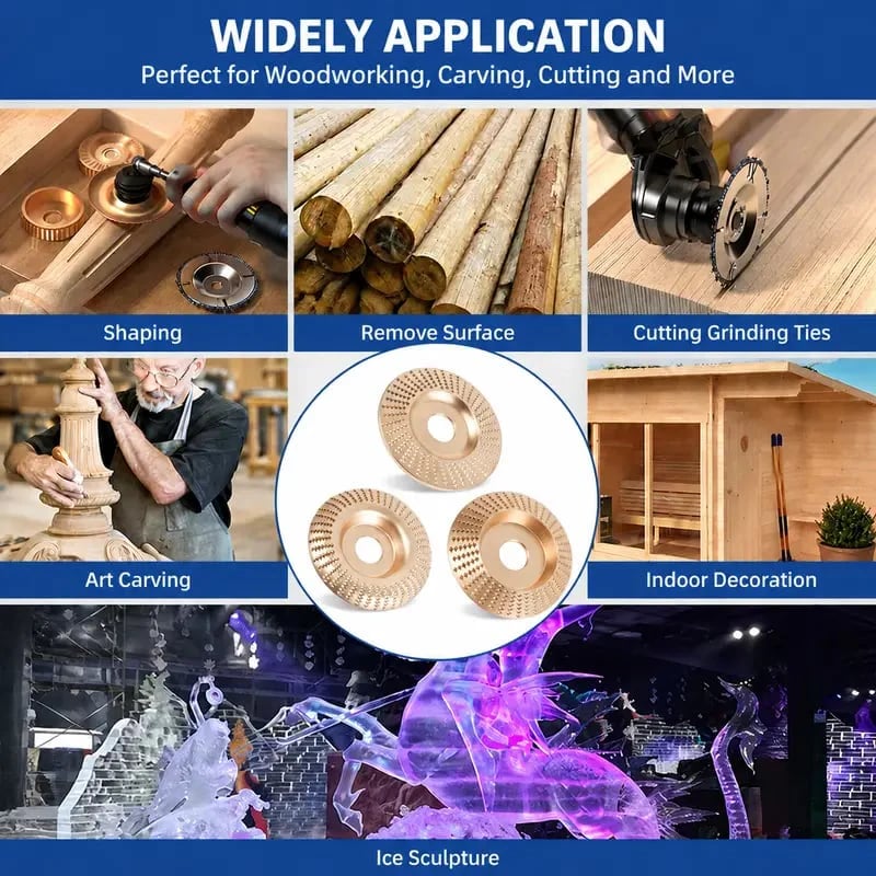 Precision Wood Carving Disc Set for Angle Grinders – 3 Pieces