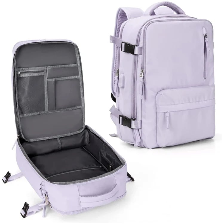 Water-Resistant Nylon Travel Backpack - 35L with USB Port, Shoe & Laptop Compartments, Anti-Theft Zipper