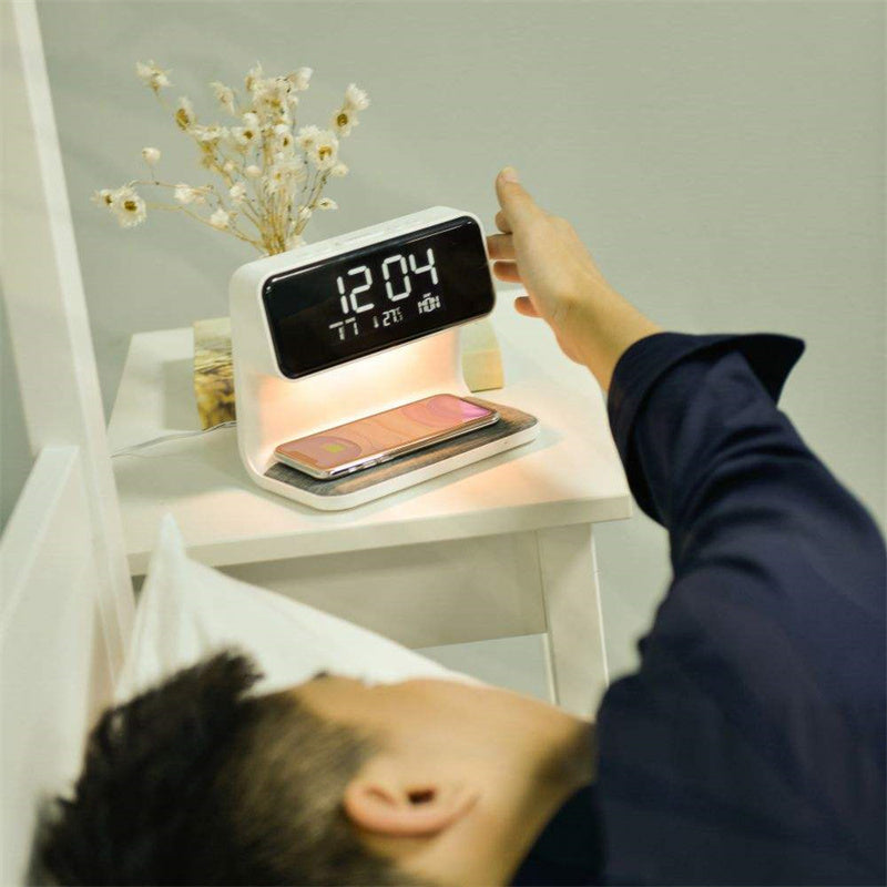 Touch-Controlled LED Table Lamp with Wireless Charger & Alarm Clock – 3-in-1