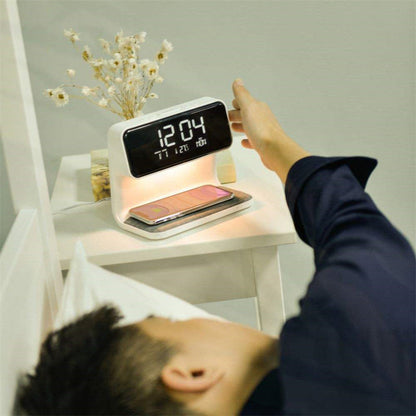 Touch-Controlled LED Table Lamp with Wireless Charger & Alarm Clock – 3-in-1