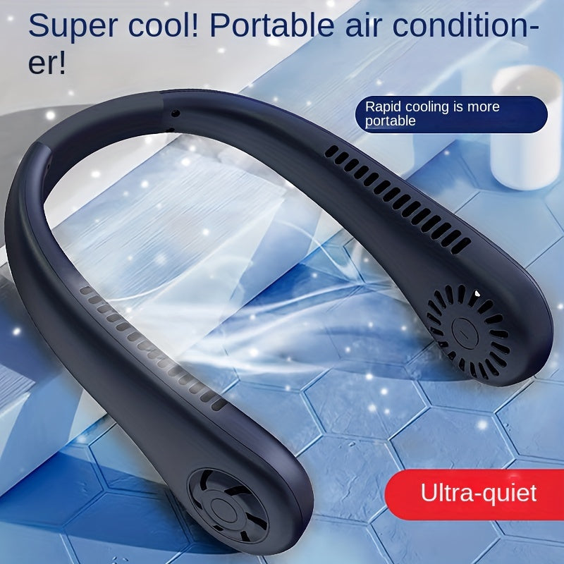 Rechargeable Neck Fan - Hands-Free, Leafless, USB Powered - Ideal for Travel and Office