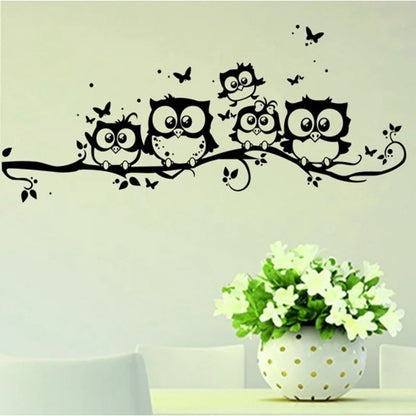 Removable PVC Wall Stickers - Owl and Tree Design for Kids, 55x25 cm