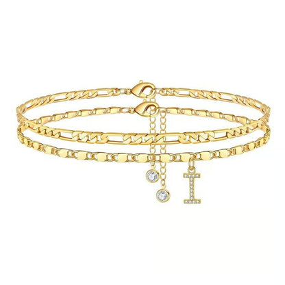 Customizable Layered Anklet | Adjustable & Hypoallergenic | Gold/Silver | 21.5 cm + 5 cm