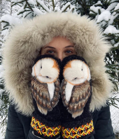 Handcrafted Winter Gloves with Adorable Owl Design