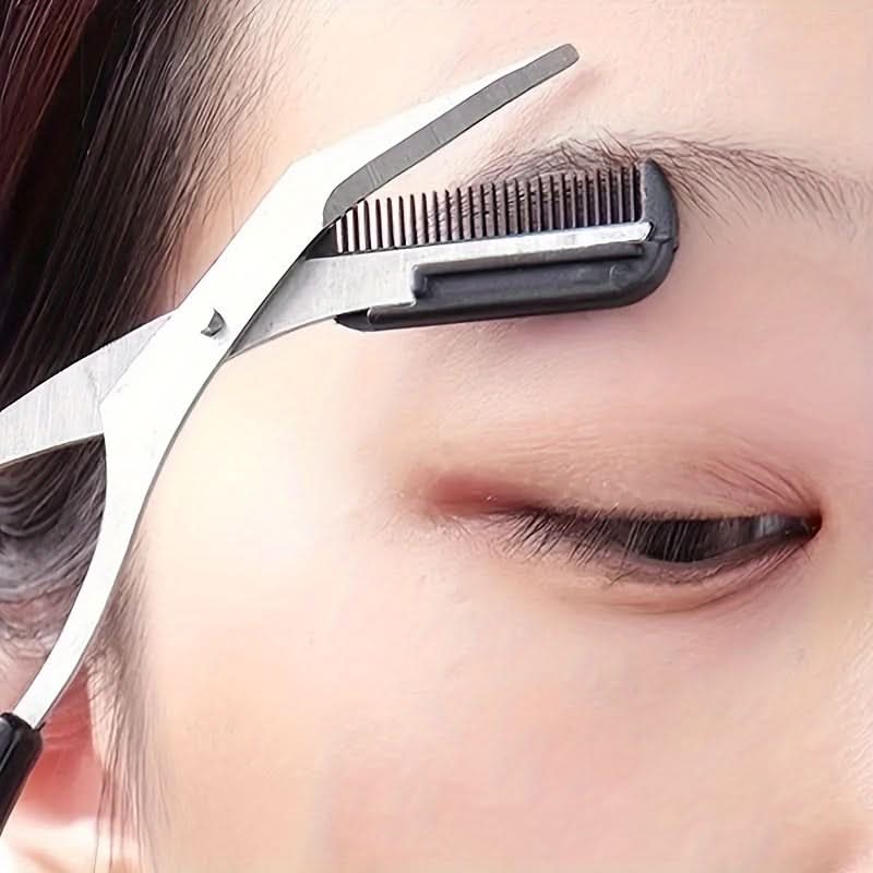 Mini Trimmer with Comb and Scissors for Eyebrow Grooming