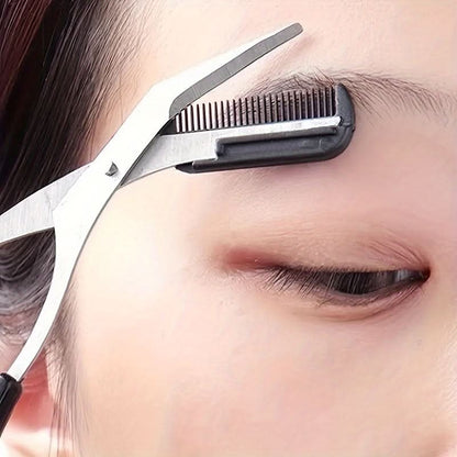 Mini Trimmer with Comb and Scissors for Eyebrow Grooming