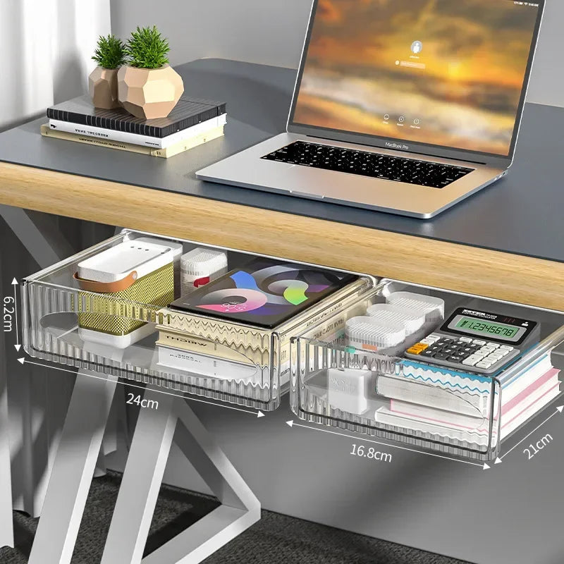 Pull-Out Under-Desk Drawer Organizer | Hidden Plastic Storage Solution