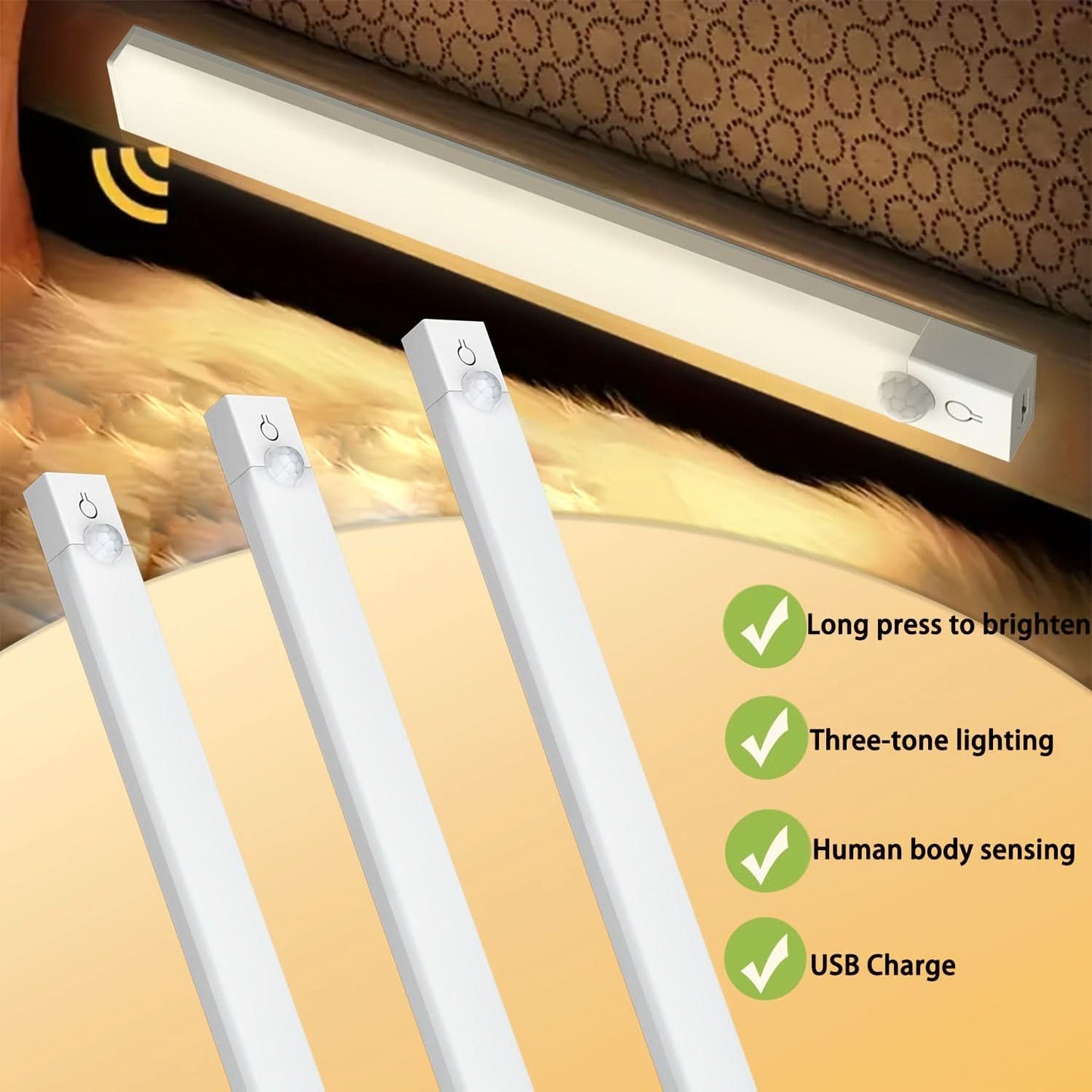 Smart LED Night Light with Motion Sensor, USB Rechargeable and Dimmable