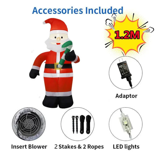 Inflatable Christmas Figure - 1.5m Tall with Gift Box & Motion Feature, Outdoor Lighting with EU Plug