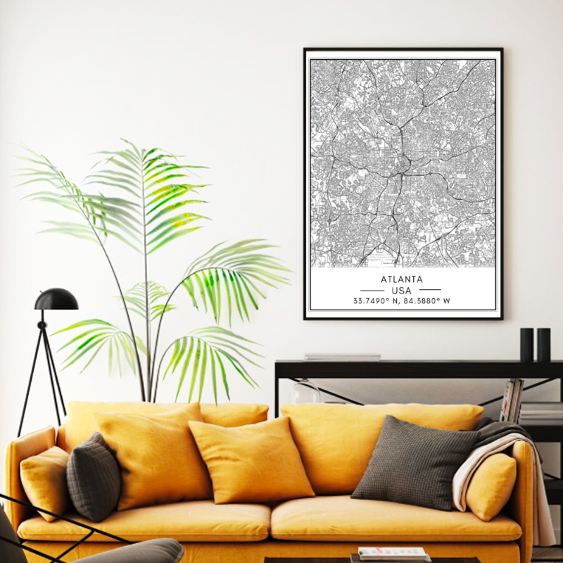 Canvas Wall Art Painting of Atlanta City Map