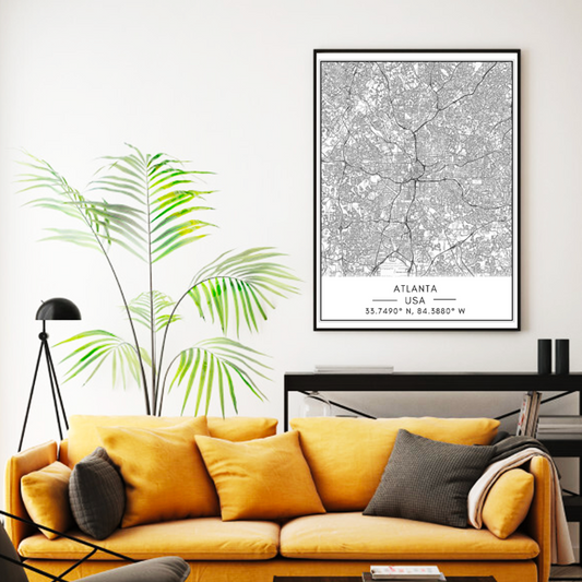 Canvas Wall Art Painting of Atlanta City Map