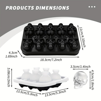 Skull-Shaped Ice Maker Tray for Unique Drinks