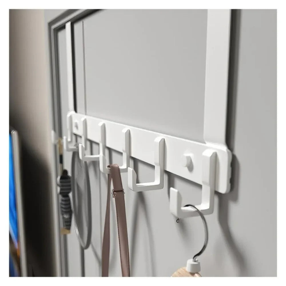 Door Hook Organizer with 6 Hooks | Aluminum Wardrobe Door Rack | No Drilling Needed | Fits Doors 1.6–1.8 inches