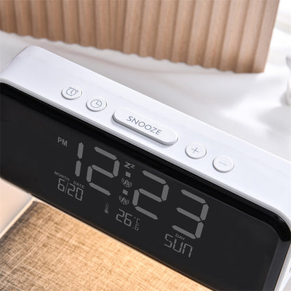 Touch-Controlled LED Table Lamp with Wireless Charger & Alarm Clock – 3-in-1