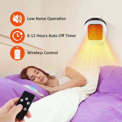 Compact 600W Electric Wall Heater with Remote Control – Fast Heat in 3 Seconds