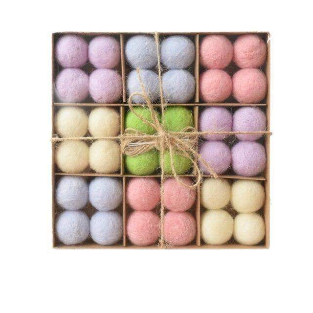 Set of 36 Cozy Wool Holiday Ornaments